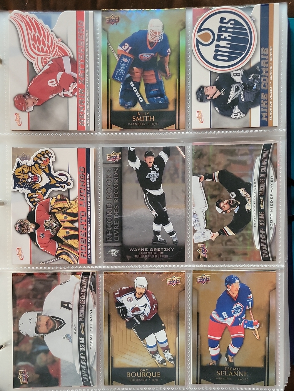 NHL Hockey Card Binder Page - Assorted Player Cards (Red, Blue, White, Black)